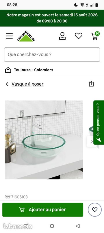 Vasque salle de bain transparente à poser (image 3)