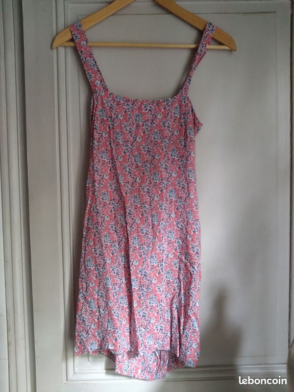 Robe d’été rose à fleurs T36 nœud dos (image 1)