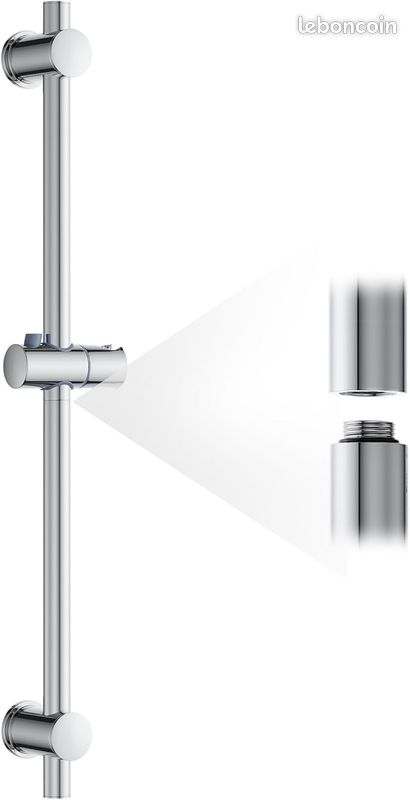Support De Douche Chromé Réglable Sans Perçage - Barre Coulissante, Peu Servi