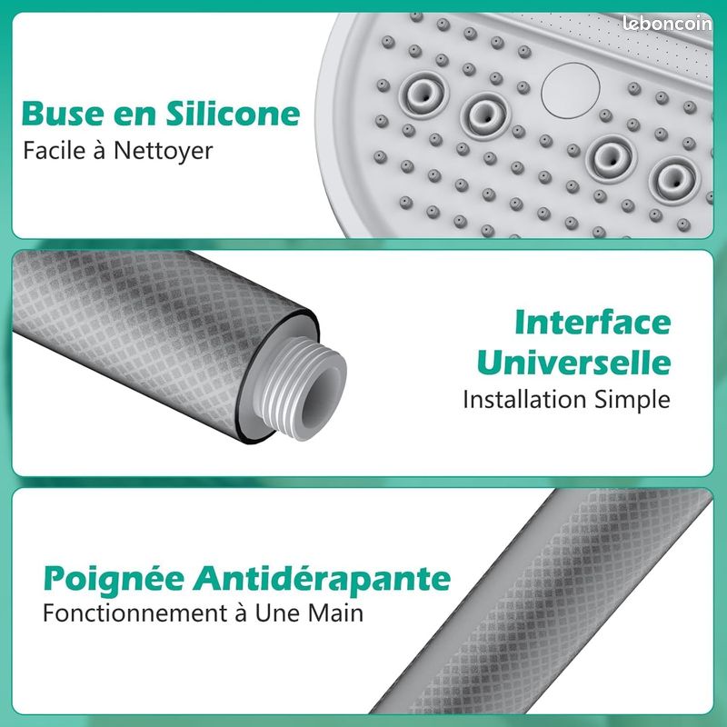 Pomme De Douche À 3 Voies Plaque Chromée Haute Pression 3 Voies Multi