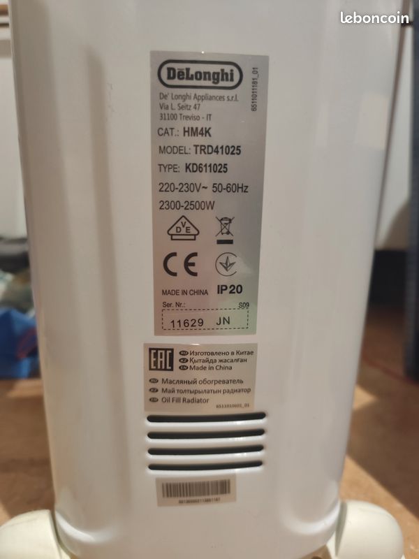 Radiateur bain d'huile Delonghi Dragon 4 - 2500 W - pour pièce de 25 à 30 m2, très bon état (image 4)