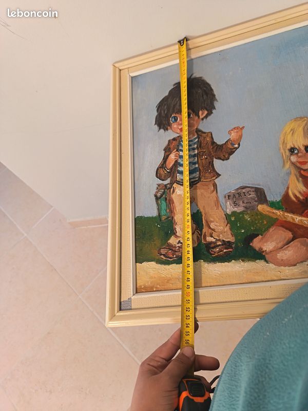 Tableau Vintage "Enfants Poulbot" – Peinture sur toile signée Claude (image 7)