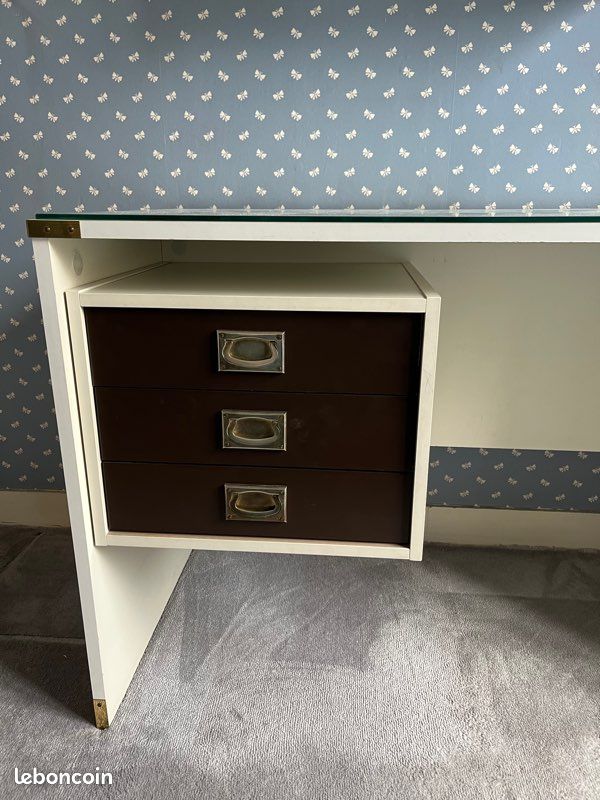 Bureau vintage + plateau en bois 110x55 (image 5)