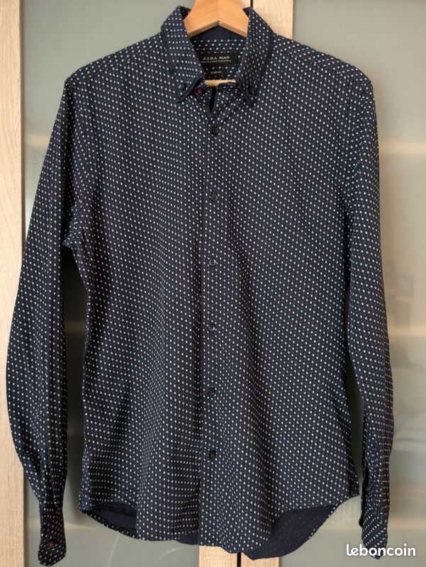 Chemise Garçon Zara Slim Double Col Bleu - Taille 13/14 - Occasion Très Bon état