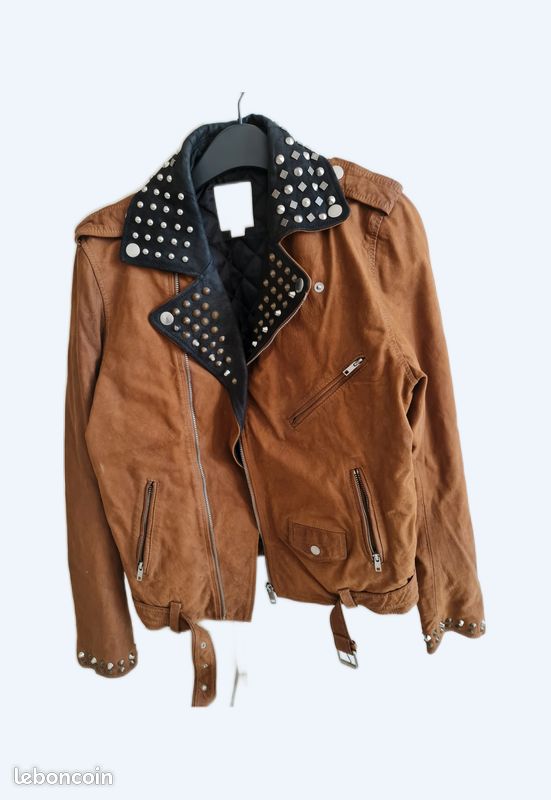 Veste En Cuir Vintage DIESEL Marron - Taille L, Style Moto Années 80, Slim Fit