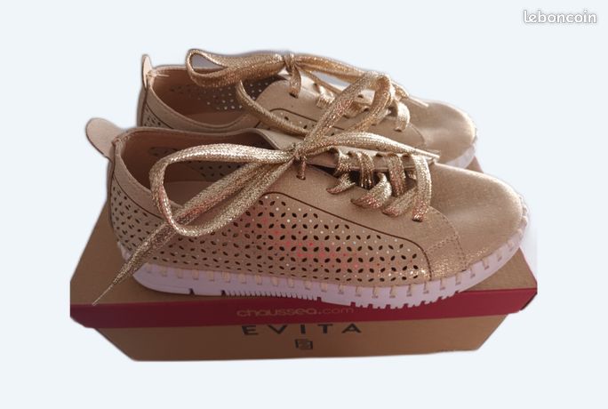 Evita Basket Femme Chaussea Baskets Femme EVITA 38 Or Chaussures