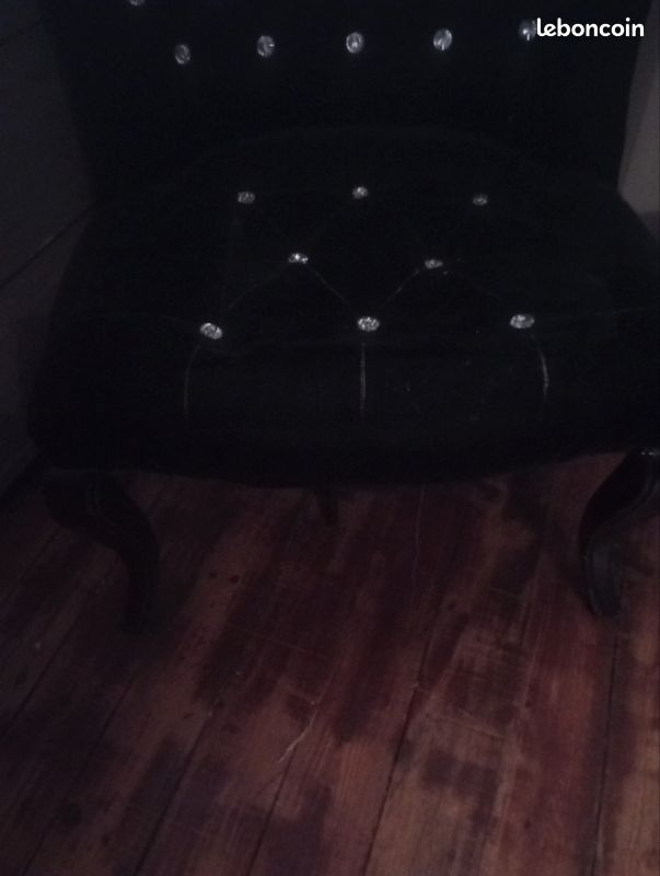Fauteuil noir capitonné (image 2)