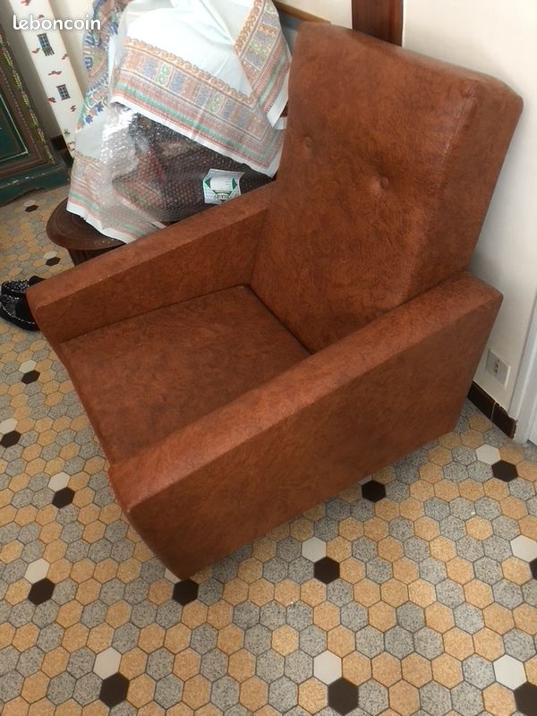 2 Fauteuils vintage 60/70 en skai (image 4)