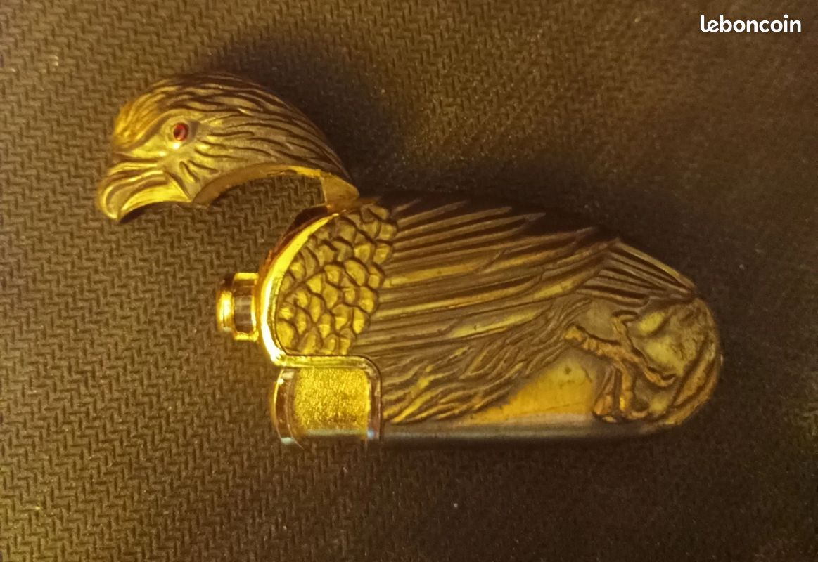 Briquet tempête Aigle vintage métal doré – fonctionne parfaitement (image 3)