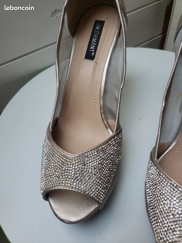 Chaussure de soirée talon argent Chaussures