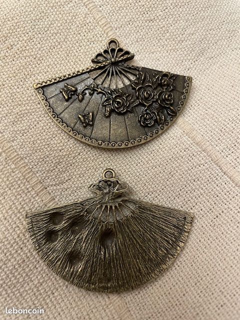 Lot de 2 breloques pendentif Eventail bronze (image 3)