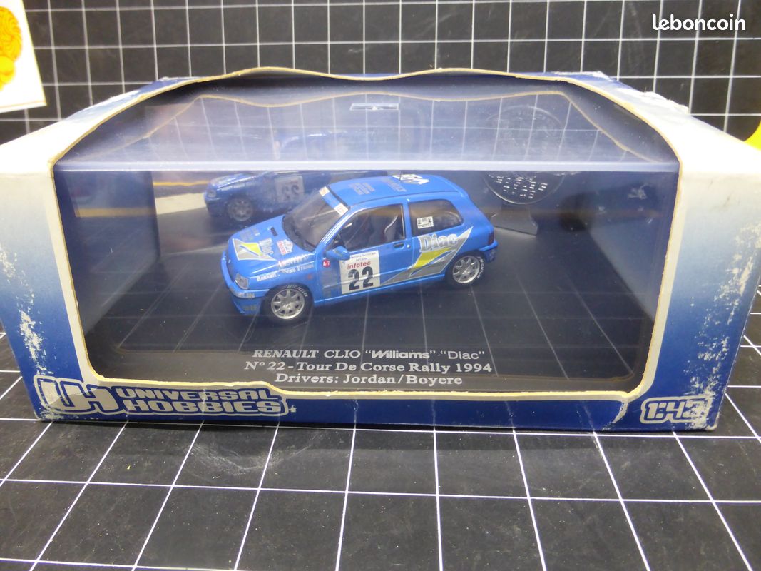 Renault clio williams Diac tour de Corse rally 1994 Jordan / Boyere universal hobbies 1/43 ancien vieux vintage collection miniature Camion voiture automobilia jouet (image 1)