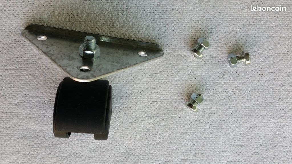 Deux lots de 4 roulettes jumelles mobiles de diamètre 4 cm avec platines triangulaires (image 3)