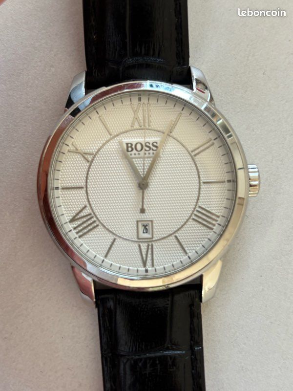 Montre Hugo Boss homme bracelet cuir noir (image 2)