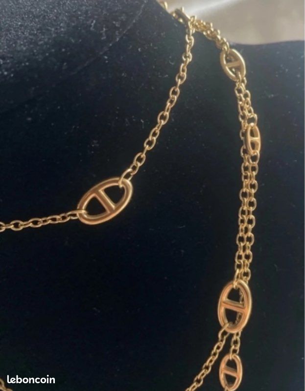 Collier Pendentif Ancre Marine - Chaîne En Acier Inoxydable Doré - Longueur Réglable - Neuf Avec étiquettes