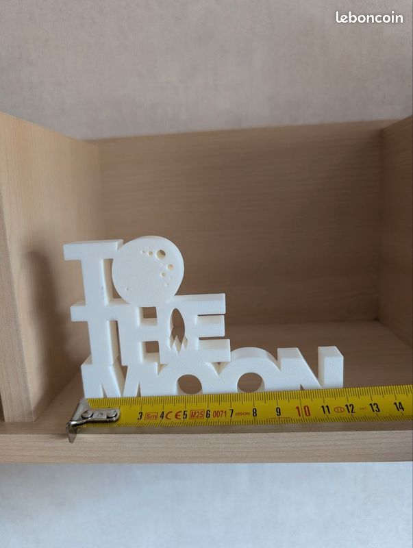 Bibelot To The Moon, lettrage crypto, PLA blanc, impression 3D (image 3)