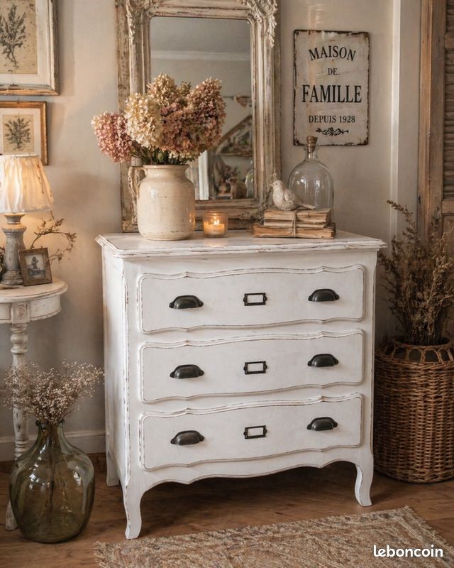 Commode ancienne rénovée – esprit atelier chic / brocante (image 1)