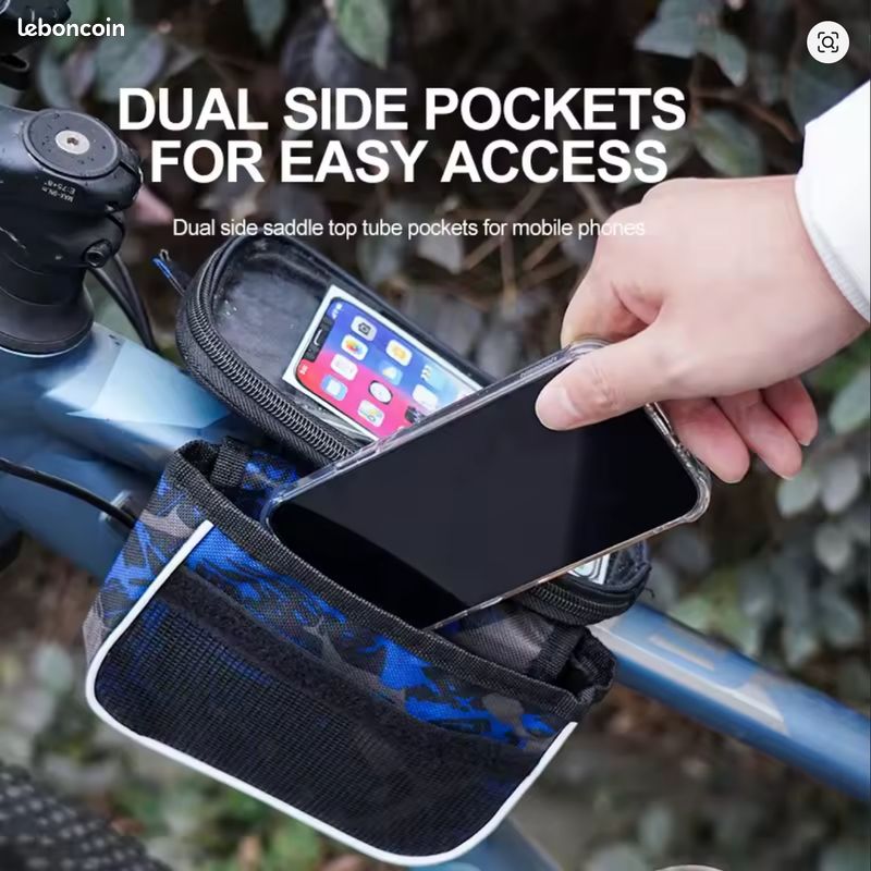 Sac De Vélo De Tube Avant – Pour Téléphone, étanche, Tactile, Compatible VTT, Noir