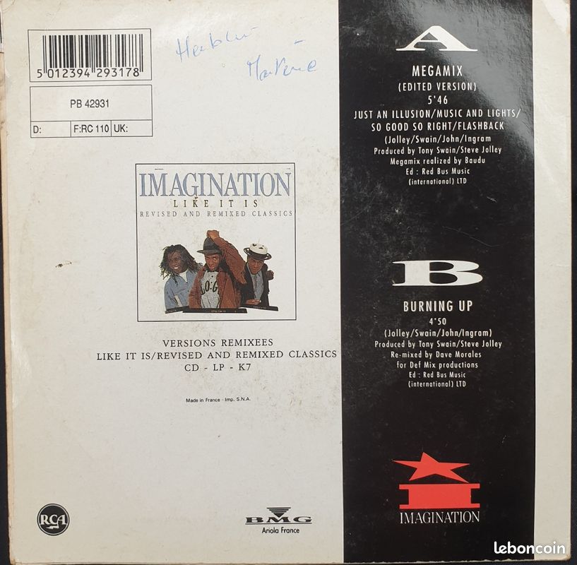Vinyle 45T. Imagination (image 2)