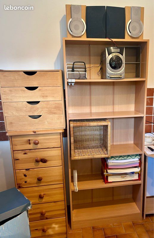 Meuble à étagères 1m70 melaminé couleur bois clair 5 niveaux (image 5)