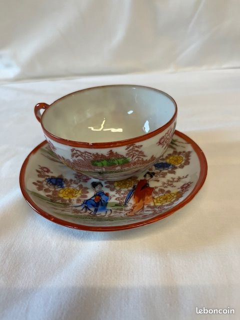 Service à thé japonais en céramique, peint à la main. Joli décor japonais, années 80 (image 8)