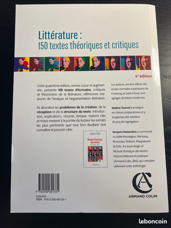 Littérature : 150 textes théoriques et critiques j.VASSEVIERE N.TOURSEL (image 3)