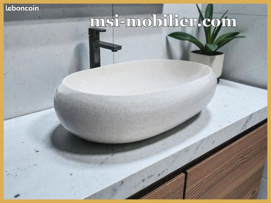 ❤️ Vasque à poser en pierre Terrazzo - style contemporain pour une salle de bain chic et raffinée (image 3)
