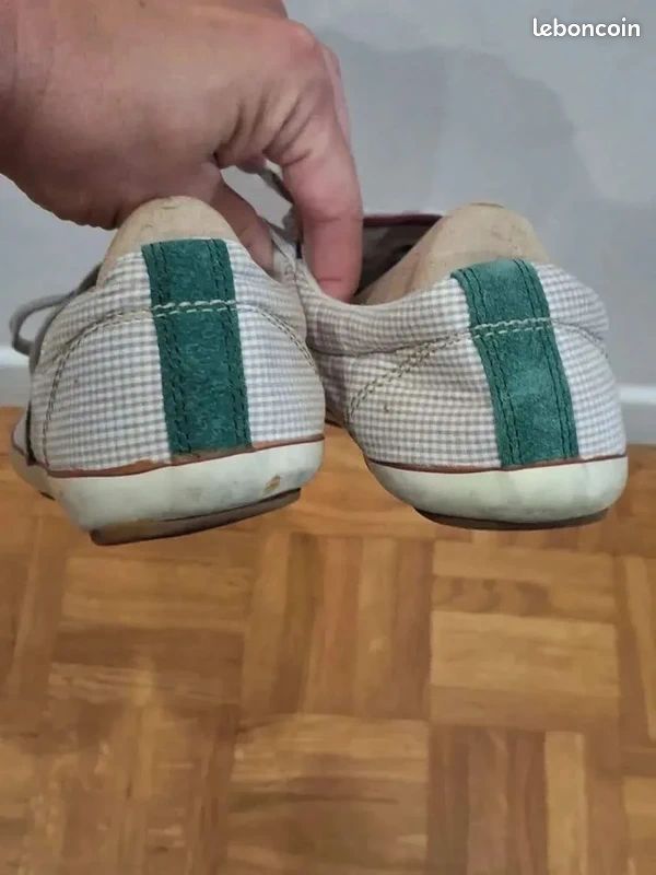 💚 Baskets Pull & Bear beige & vert à carreaux – Taille 38 (image 3)