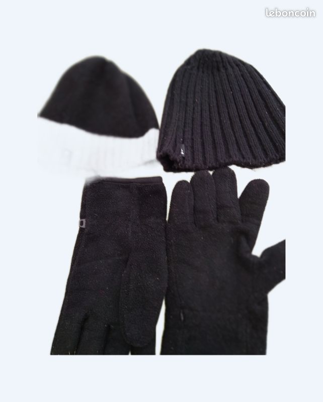 2 bonnets marque t unique + paire gants 5/10 ans (image 1)