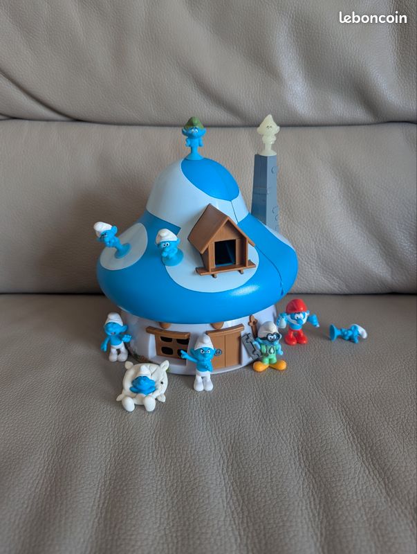 Maison Schtroumpf bleue de 2015 17 cm + 10 figurines chimiste chercheur dormeur smurf noir ventouse kinder et autres 🍄smurfen pitufos smurf schlumpfe smurfies puffi (image 2)