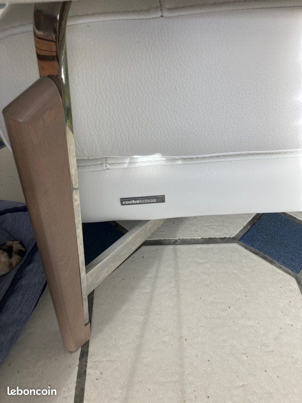 Canapé d'angle roche bobois en cuir blanc – grande qualité - Ameublement