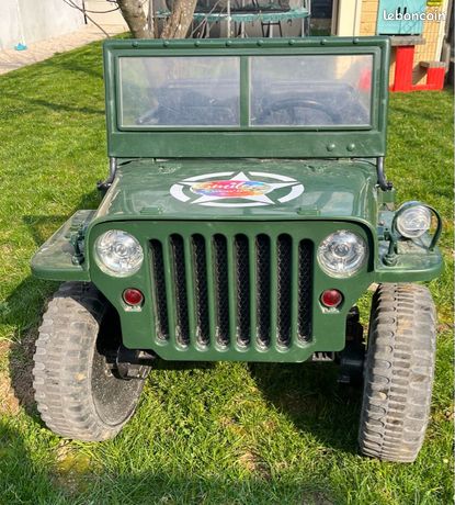 Voiture électrique enfant jeep willys 3 places 24V Vert
