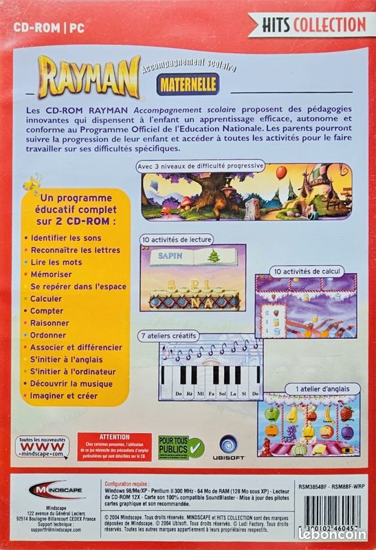 Rayman Junior - Jeu éducatif PC CP Calcul Lecture - Big Box Avec Manette Port Joystick