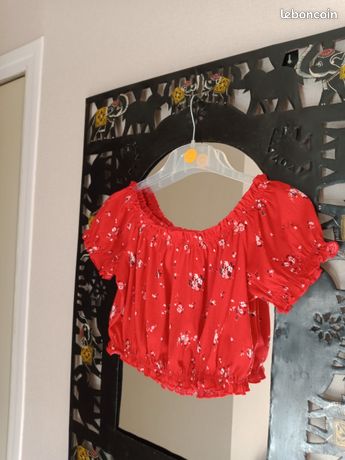 Top Rouge Bordeaux Jennyfer - Taille 36 (Occasion Très Bon état, Débardeur Femme)