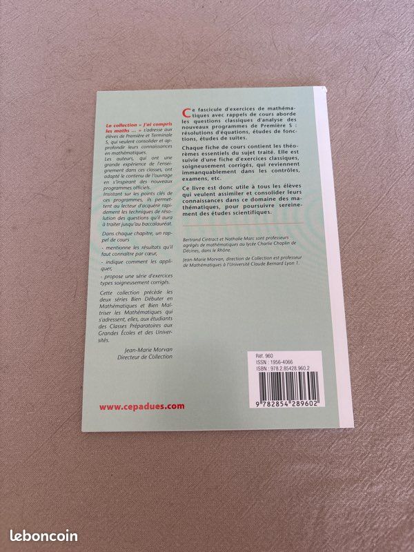 J’ai compris les maths – Maths Spécialité Première – Méthodes Mathématiques Analyse – Très bon état (image 2)