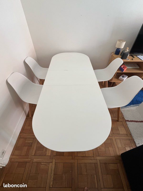 Table à manger extensible blanche 4-8 personnes (image 7)