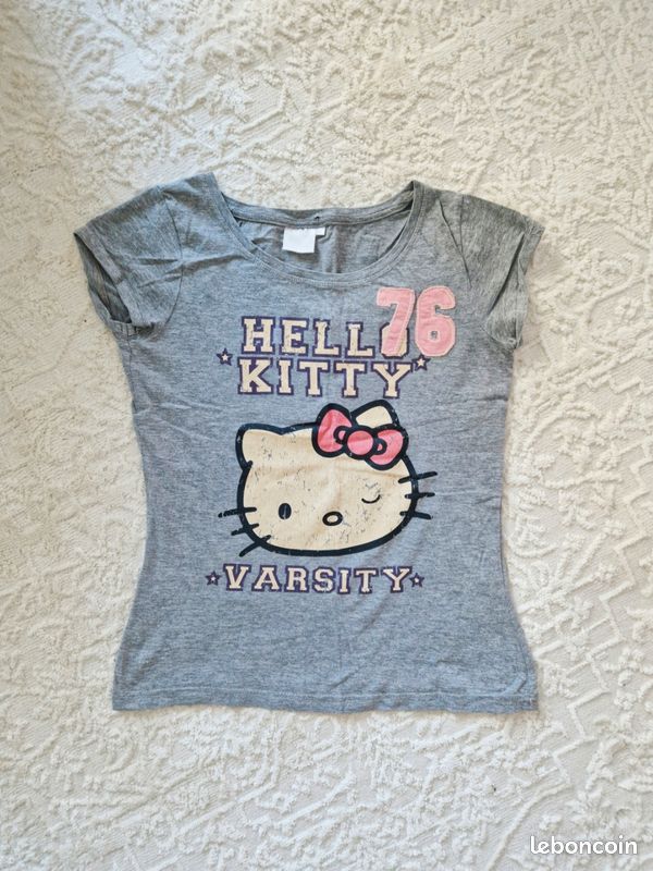 T-shirt gris Hello-Kitty taille 34 XS (image 1)