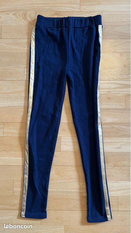 Legging S bleu marine bande dorée élastique doux 86cm (image 3)