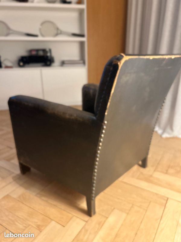 Fauteuil vintage en cuir style industriel (image 6)