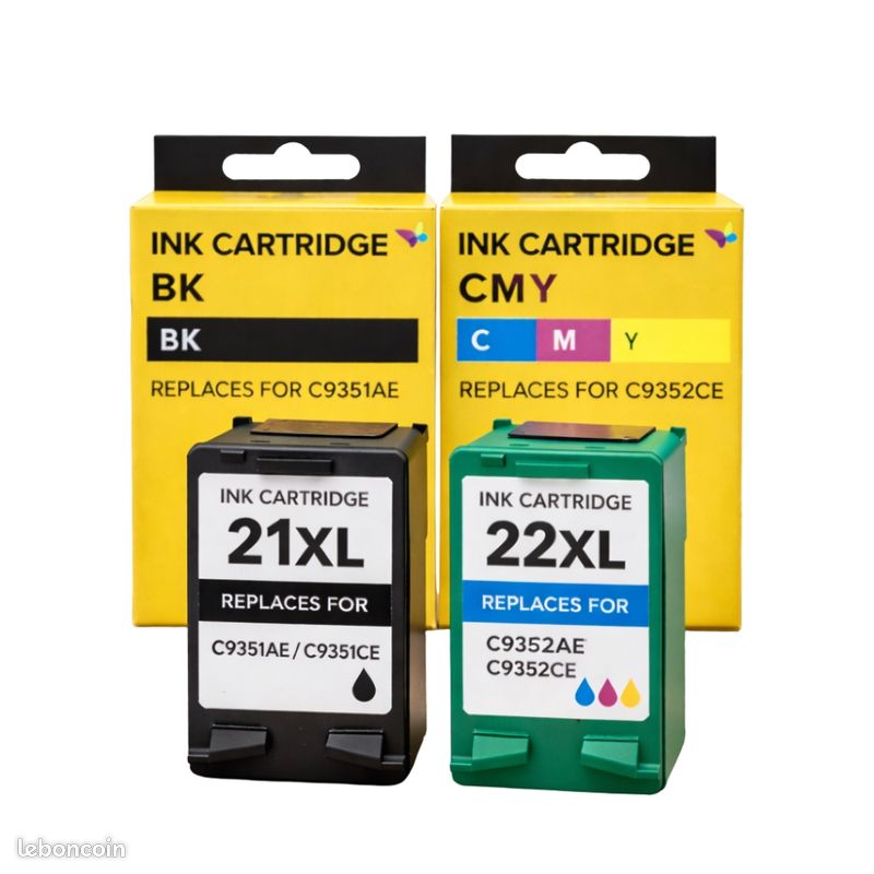 Cartouches Compatibles HP 21 XL Et HP 22 XL - Pour Imprimantes DeskJet D1330/D1341, Neuves