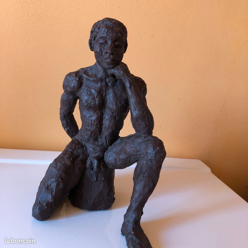 Statuette homme noir argile cuite (image 4)