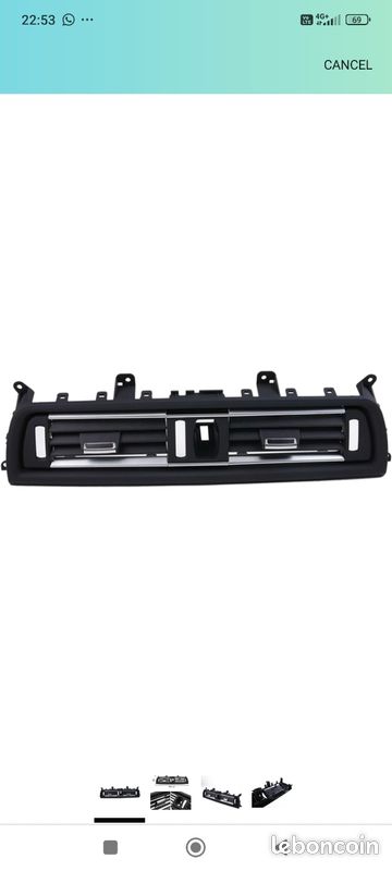 Grille De Climatisation Centrale Pour BMW Série 5 F10 F11 (2010-2017) - Panneau Tableau De Bord Sortie Air - Réf. Origine 64229166884