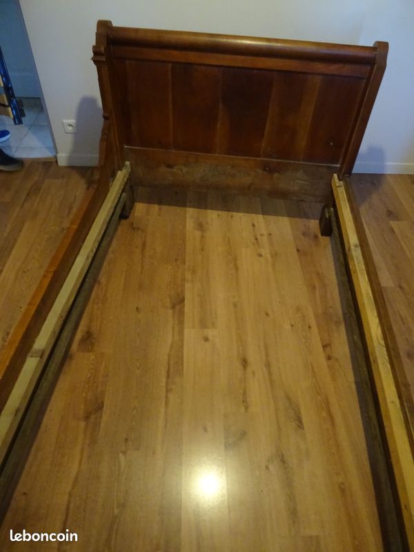 Lit en bois massif (châtaignier Limousin) + sommier + matelas + draps (image 4)
