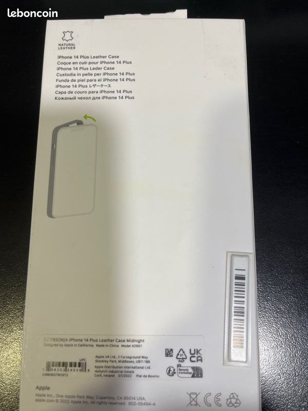 Apple Coque en Cuir avec MagSafe pour iPhone 14 Plus - Minuit (image 2)