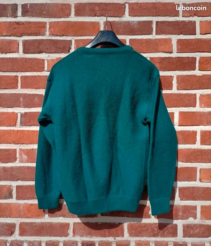 Pull Vintage Vert Manches Longues En Acrylique, Marque Courvelle – Taille T/M (36/38/40), Peu Porté