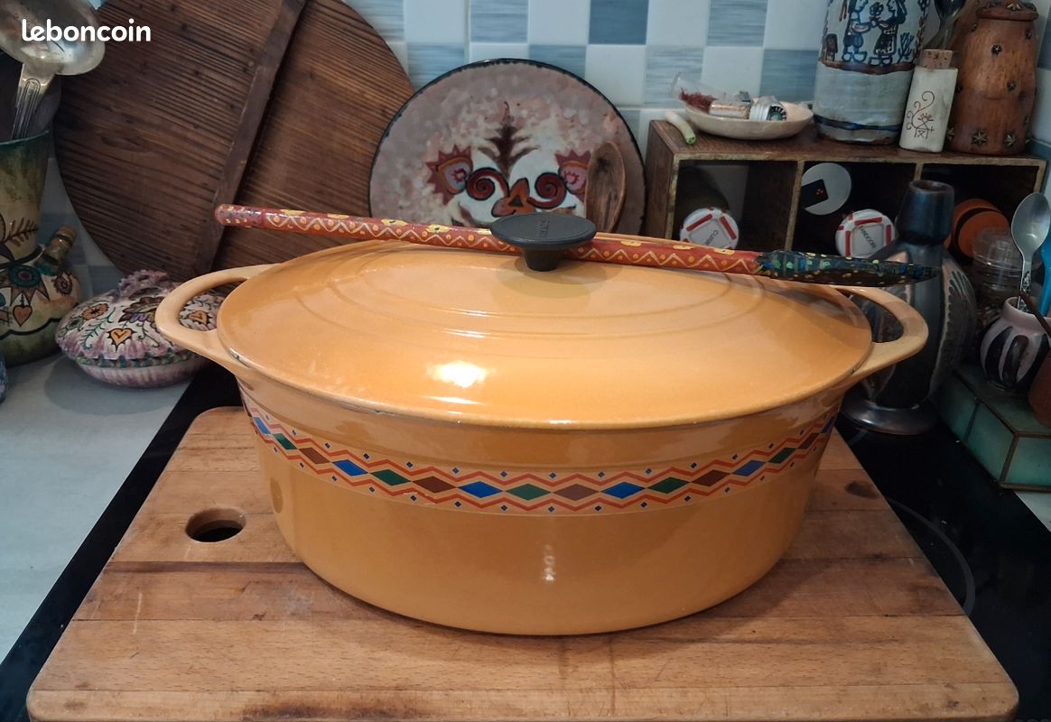 PLAT A GRATIN Ovale N° 28 En Fonte Émaillée Orange Cousances France EUR 35,00 - FR