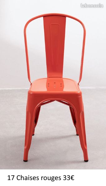 Chaise rouge métallique enpilable (image 1)