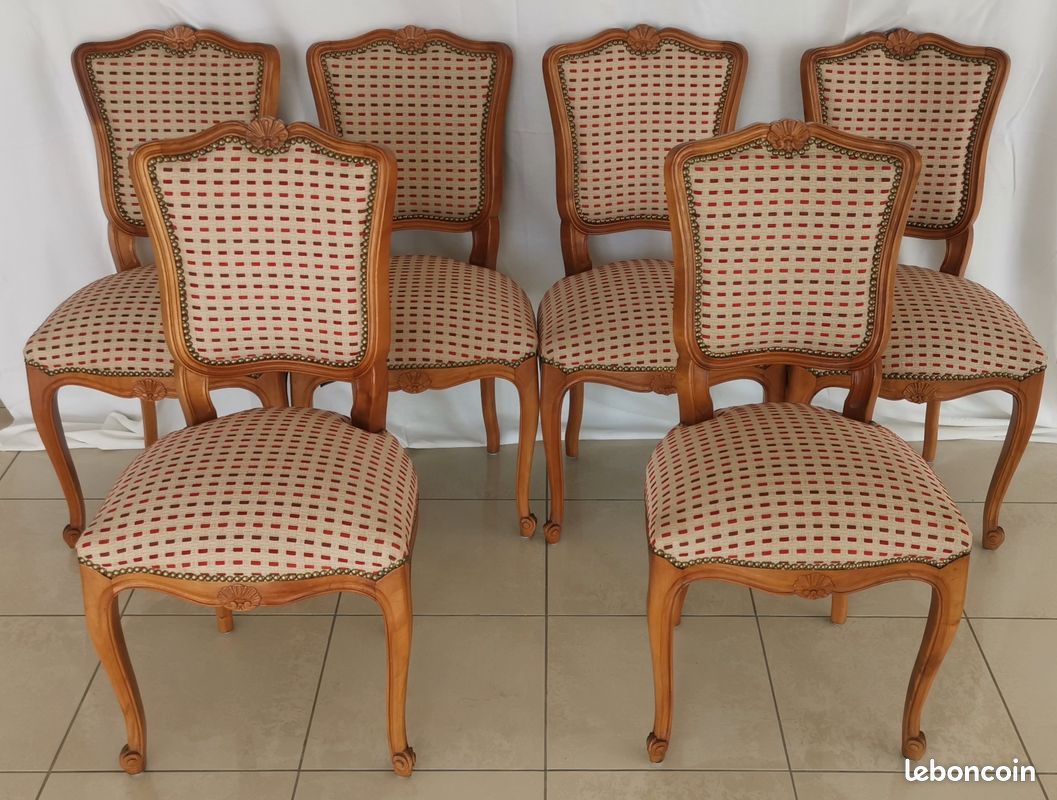 6 chaises bois et tissu louis (image 2)