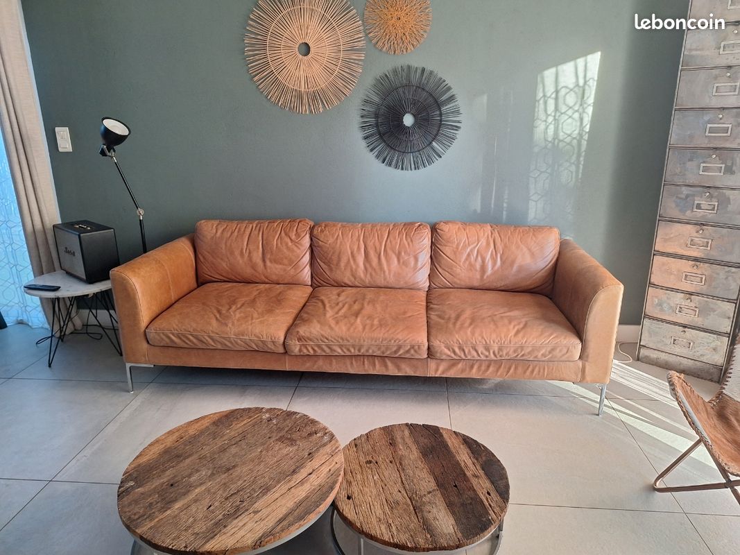 Canape cuir marron maisons du monde (image 1)