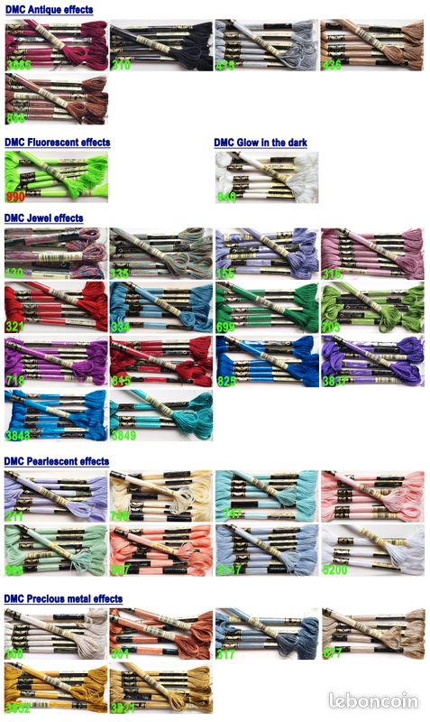 DMC Echevettes de mouliné. Diverses sortes, divers coloris. Vendues par 10 assorties (image 2)